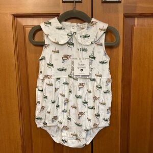 Kate Quinn White Romper with Boat Print 18-24 months NWT